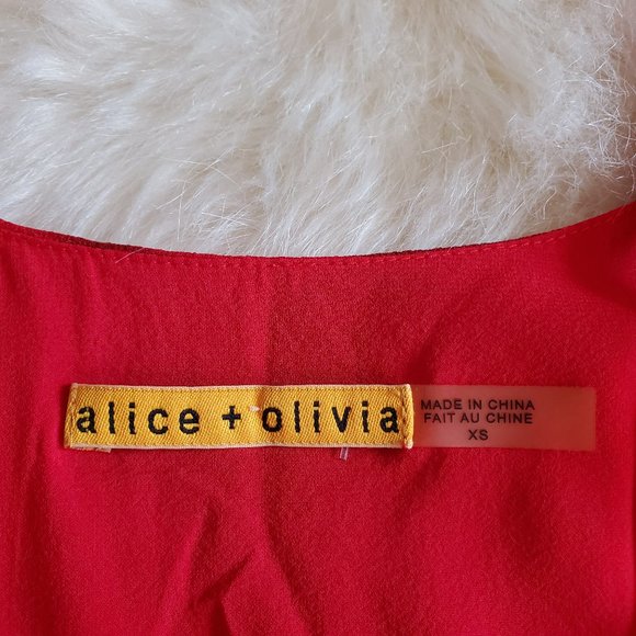 Alice + Olivia Red Dress Cabella Tie Dye Silk Dress Size XS EUC - Picture 12 of 16